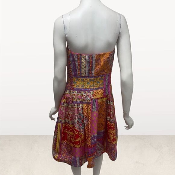 David Meister Boho Strapless Silk Dress - Picture 3 of 7